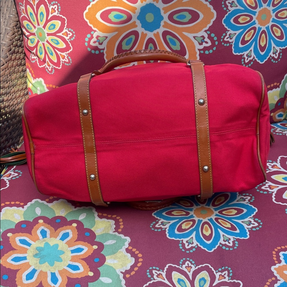 πππDooney & Bourke Coated Canvas Satchel with Tan Leather Accents - Picture 8 of 15